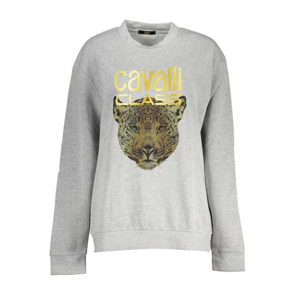 Cavalli Class Jaguar Sweatshirt Relaxed Fit Women Gray Sweaters